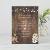 Invitation Mariage code QR de grange de campagne western rust (Debout devant)