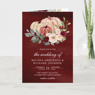 Invitation Mariage Code QR de la citrouille florale pêche de