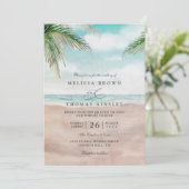 Invitation Mariage code QR de la plage peinte de la brise de  (Debout devant)