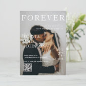 Invitation Mariage Code Qr De Style De Magazine Élégant (Debout devant)
