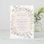 Invitation Mariage code QR du jardin de papillons de fleurs s (Debout devant)