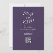 Invitation Mariage code QR écriture moderne violet (Dos)