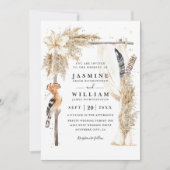 Invitation Mariage code QR élégant avec canopy Boho Pampas (Devant)