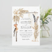 Invitation Mariage code QR élégant avec canopy Boho Pampas (Debout devant)