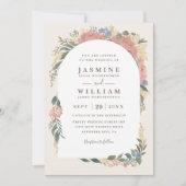 Invitation Mariage Code QR Élégant Chic Arche Florale Romanti (Devant)