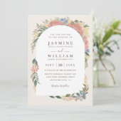 Invitation Mariage Code QR Élégant Chic Arche Florale Romanti (Debout devant)