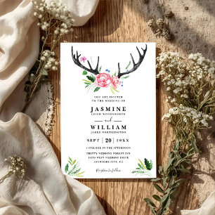 Invitation Mariage Code QR Élégant Chic Bois de Cerf Bohème R