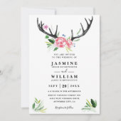 Invitation Mariage Code QR Élégant Chic Bois de Cerf Bohème R (Devant)