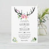 Invitation Mariage Code QR Élégant Chic Bois de Cerf Bohème R (Debout devant)