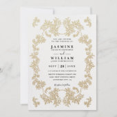 Invitation Mariage Code QR Élégant Classique Vintage Broderie (Devant)