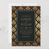 Invitation Mariage Code QR Élégant Coquilles Géométriques Lux (Devant)