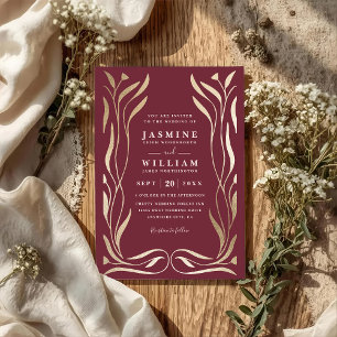 Invitation Mariage code QR élégant luxe floral vigne bohème