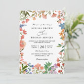 Invitation Mariage Code QR Élégant Moderne Chic Fleurs Sauvag (Debout devant)