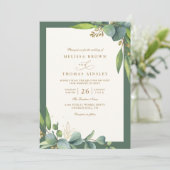 Invitation Mariage Code QR Élégant Rustique avec Verdure d'Eu (Debout devant)