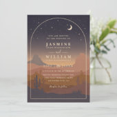 Invitation Mariage code QR élégant rustique Boho désert lune (Debout devant)