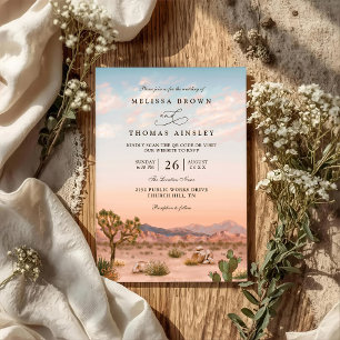 Invitation Mariage code QR élégant rustique cactus désert boh