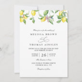 Invitation Mariage Code QR Élégant Rustique Citrons & Fleurs (Devant)