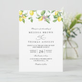 Invitation Mariage Code QR Élégant Rustique Citrons & Fleurs (Debout devant)