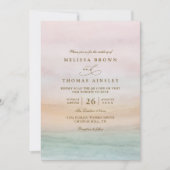 Invitation Mariage Code QR Élégant Rustique Coucher de Soleil (Devant)
