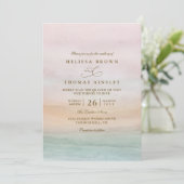 Invitation Mariage Code QR Élégant Rustique Coucher de Soleil (Debout devant)