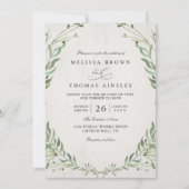 Invitation Mariage Code QR Élégant Rustique de Verdure Nature (Devant)