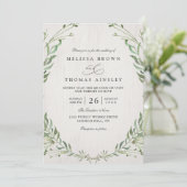Invitation Mariage Code QR Élégant Rustique de Verdure Nature (Debout devant)