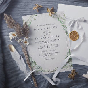 Invitation Mariage Code QR Élégant Rustique de Verdure Nature