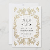 Invitation Mariage Code QR Élégant Rustique Dentelle Or Vinta (Devant)