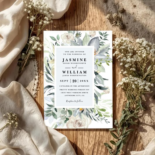 Invitation Mariage Code QR Élégant Rustique Eucalyptus Boho