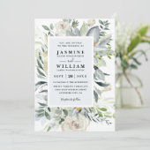 Invitation Mariage Code QR Élégant Rustique Eucalyptus Boho (Debout devant)