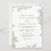 Invitation Mariage Code QR Élégant Rustique Eucalyptus Verdur (Devant)