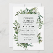 Invitation Mariage Code QR Élégant Rustique Eucalyptus Verdur (Devant)