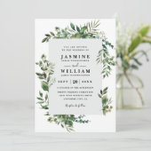 Invitation Mariage Code QR Élégant Rustique Eucalyptus Verdur (Debout devant)