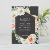 Invitation Mariage Code QR Élégant Rustique Floral Aquarelle (Debout devant)
