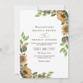 Invitation Mariage Code QR Élégant Rustique Tournesol Boho (Devant)