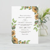 Invitation Mariage Code QR Élégant Rustique Tournesol Boho (Debout devant)
