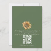 Invitation Mariage Code QR Élégant Rustique Tournesol Boho (Dos)