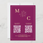 Invitation Mariage Code QR Élégant Vin Rouge (Dos)