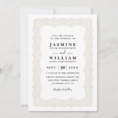 Invitation Mariage Code QR Élégant Vintage Dentelle Rustique (Devant)