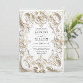 Invitation Mariage Code QR Élégant Vintage Embossé Baroque (Debout devant)