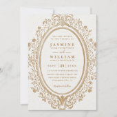 Invitation Mariage Code QR Élégant Vintage Fleurs Baroques (Devant)