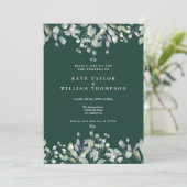 Invitation Mariage Code QR Émeraude Floral Vert de Lilac (Debout devant)