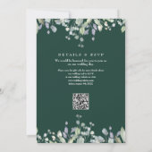 Invitation Mariage Code QR Émeraude Floral Vert de Lilac (Dos)