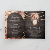 Invitation Mariage Code QR en Bois Pot Mason Floral en Terrac (Intérieur)