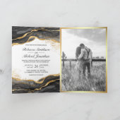 Invitation Mariage Code QR Encre Abstraite Or Noir (Intérieur)