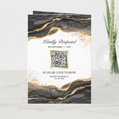 Invitation Mariage Code QR Encre Abstraite Or Noir (Dos)
