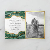 Invitation Mariage Code QR Encre Abstraite Or Vert Émeraude (Intérieur)