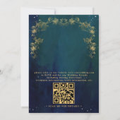 Invitation Mariage Code QR Envoûtant Bleu Marine et Vert (Dos)