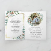 Invitation Mariage Code QR Eucalyptus Coton Or Rustique (Intérieur)