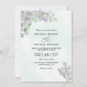 Invitation Mariage Code QR Eucalyptus Lavande Aquarelle (Devant)